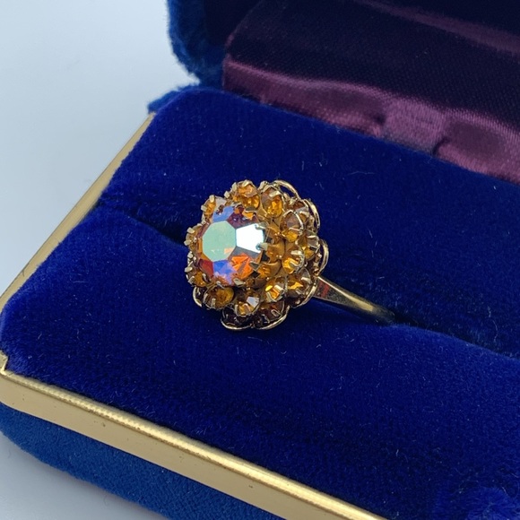 💝Vintage Sarah Coventry Aurora Borealis Cocktail Ring - Picture 4 of 8